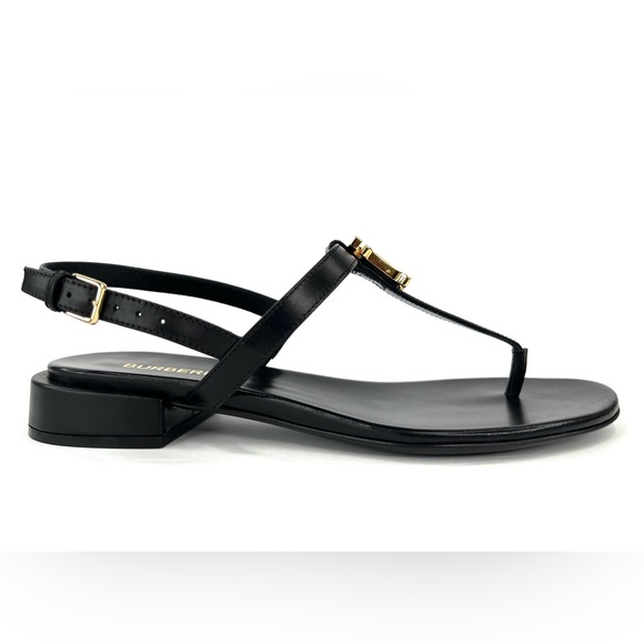 BURBERRY Emily TB Logo Slingback Thong Monogram Leather Sandal EU 36 - US 6 - Picture 4 of 14